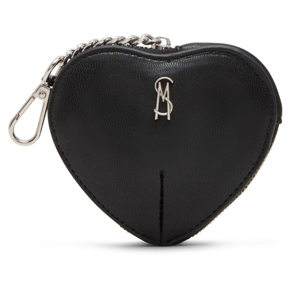 Steve Madden Boxed Zip-Around Black Heart Pouch & Bag Charm NWT
